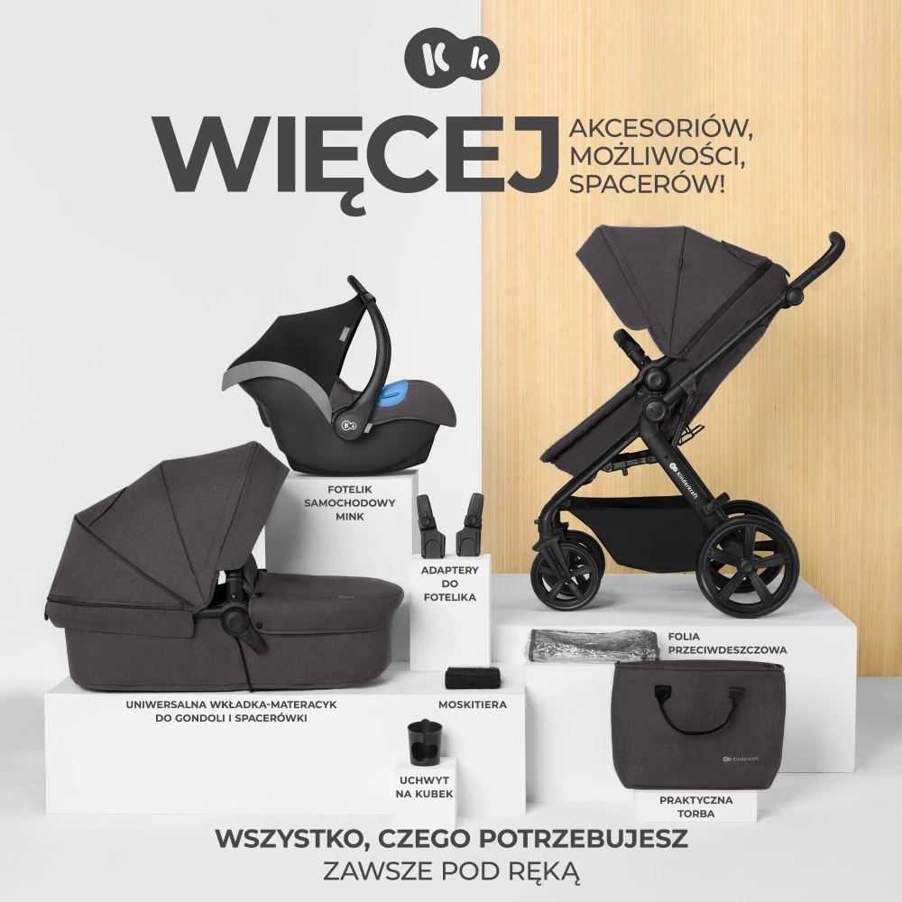 Kinderkraft Pack Poussette Trio A-tour - Dark Grey 7 Kinderkraft Pack Poussette Trio A-tour - Dark Grey – Image 7