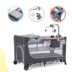 Lit Parapluie Kinderkraft Leody Grey Avec Accessoires -Kinderkraft lit parapluie kinderkraft leody grey avec accessoires 18