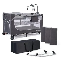 Lit Parapluie Kinderkraft Leody Grey Avec Accessoires