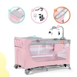 Lit Parapluie Kinderkraft Leody Pink Avec Accessoires -Kinderkraft lit parapluie kinderkraft leody pink avec accessoires 19